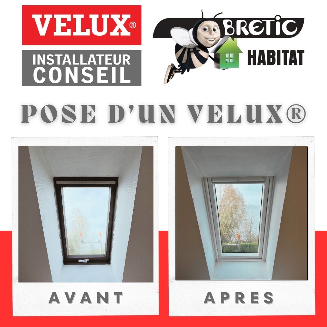 Fenêtre de toit avant et après remplacement par BRETIC